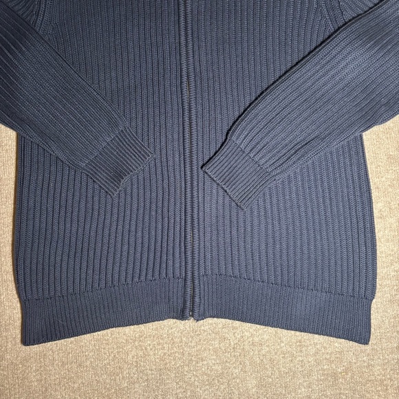 L.L. Bean Navy Ribbed Full Zip Sweater Jacket M - Picture 4 of 8